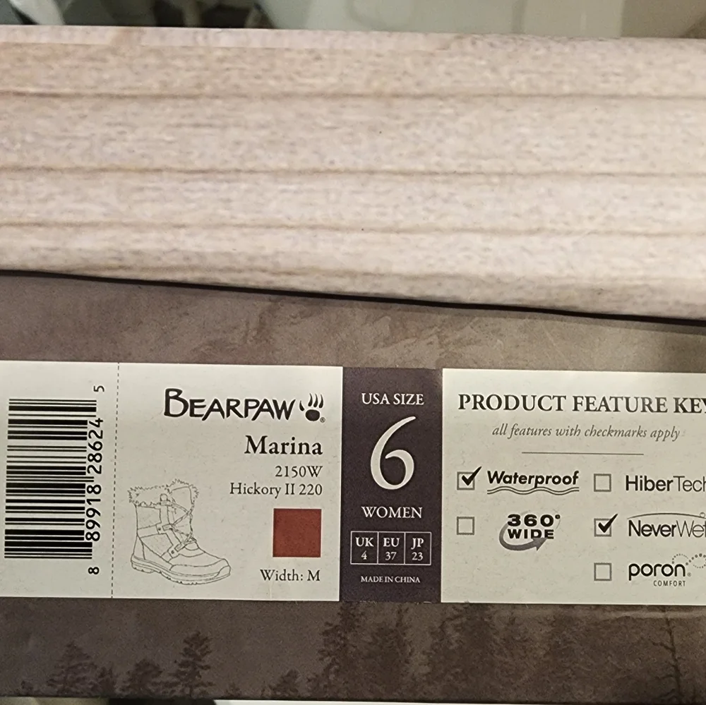 BearPaw Marina Waterproof Quilted Faux Fur Snow Boot in Hickory II, Size 6. NIB - Picture 10 of 14